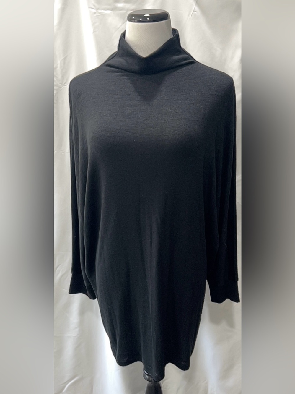 NIC+ZOE Black Mock Neck Tunic Sweater Womens XL Oversized Long Sleeve Pullover